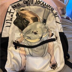 Laptop Backpack with Pug Design - Black and White